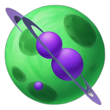 green planet with purple saturn rings and moon sticker