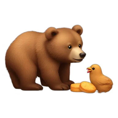 baby grizzly bear with chicken nugget sticker