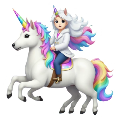 White belgian Shepard sit on a unicorn  sticker