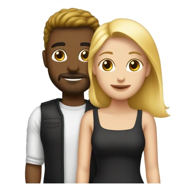 Crea un emoji que sea de una pareja y que uno sea un negro y la otra una rubia blanca  sticker