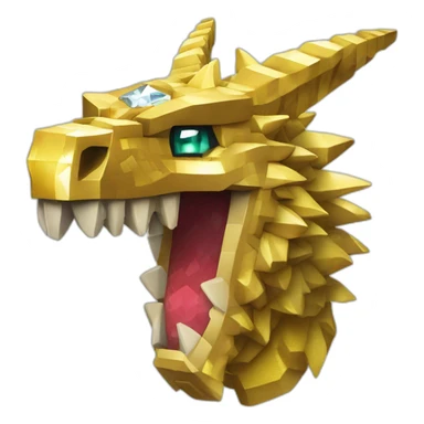Minecraft Glitter Gold Dragon Head With Diamond Horn sticker