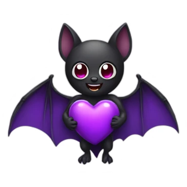 black bat holding purple heart sticker