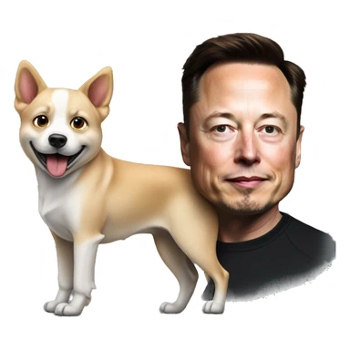 dog with elon musk sticker