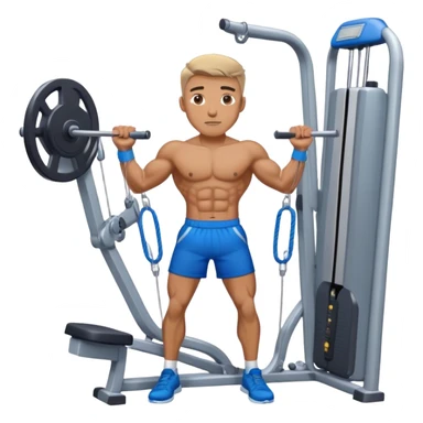 standing fit man with blue shorts cable-machine exercise sticker