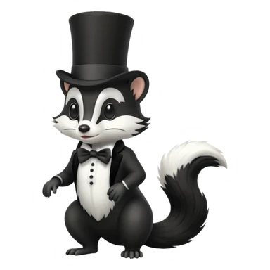 Skunk with a top hat  sticker