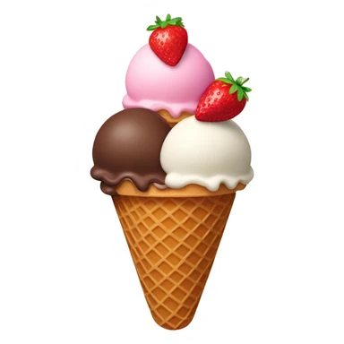 ice cream with 5 scoops on cone strawberry chocolate and vanilla sticker