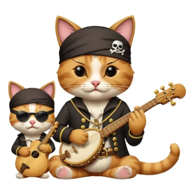 pirate cats with one eye closed with band sticker