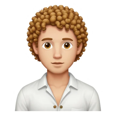 curly-haired guy with light skin in white shirt with unbuttoned top buttons sticker