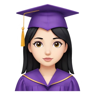 Girl with BLACK HAIR in purple graduation uniform graduation cap sticker