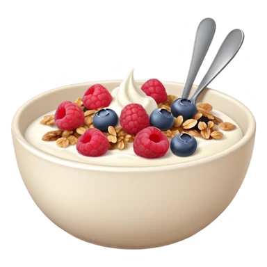 yogurt brown bowl with raspberries, blueberries and granola  sticker