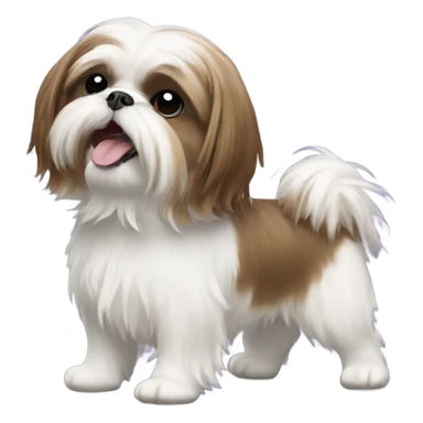 brown and White shih tzu dancing sticker
