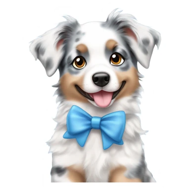 light blue merle Australian shepherd puppy with blue eyes with a coquette bow on ear sticker