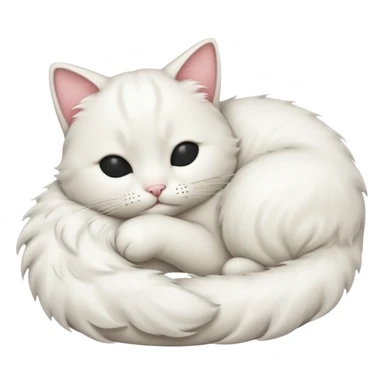 emoji of white sleeping cat with a tail hanging down sticker
