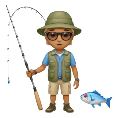 Man in motion casting a fishing rod full body sticker