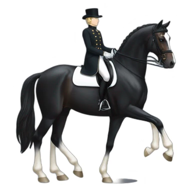 Black dressage horse with two white legs sticker