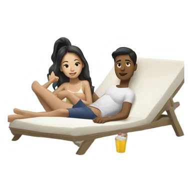 asian girl laying on the beach with white american boyfriend  sticker