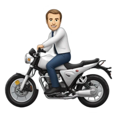 Macron qui fait de la moto crosse sticker