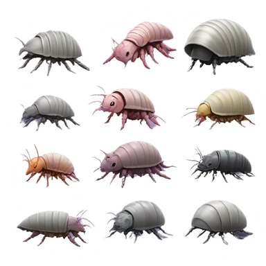 Lavender gray Pig armadillo centipede isopod lobster insect darth Vader face sticker