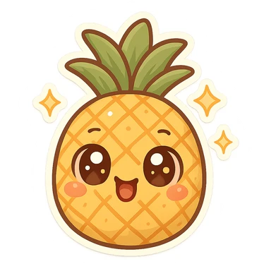 Sparkling Q-version sticker pineapple, cute and exaggerated sticker