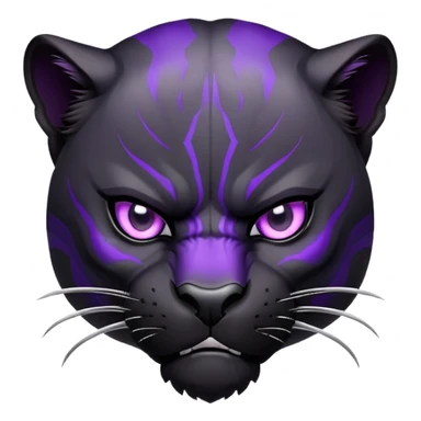 sleek black panther with bright purple eyes, angry face sticker