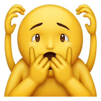 Yellow default emoji choking themselves with their hands from distress  sticker