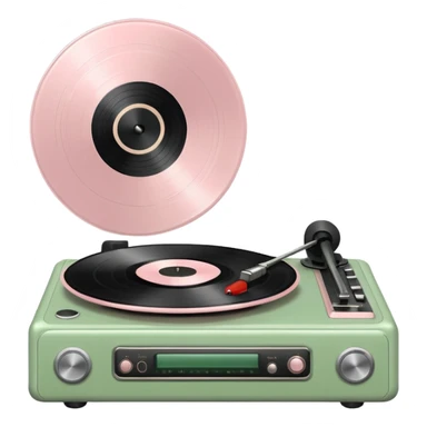 Vintage pale pink and sage vinyl player sticker