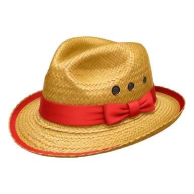 Sombrero de paja con una tira roja en la parte central sin ninguna soporte sticker