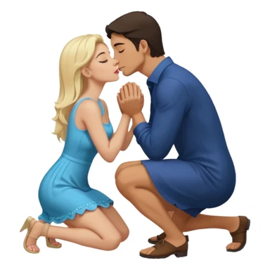 naked man, dark Hair, kneeling, Kissing ass of a naked blonde Woman sticker