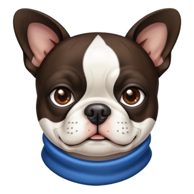 Boston terrier with one brown eye and one blue eye and a coat of brown black and white sticker