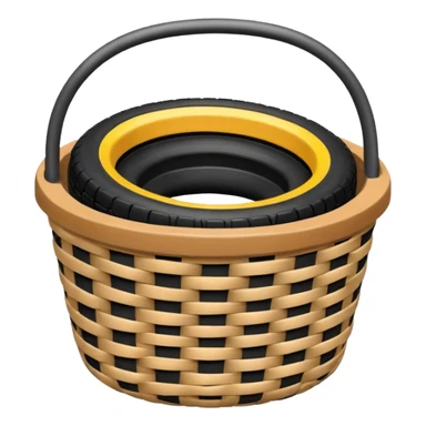 Basket with tire sticker
