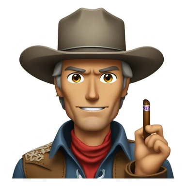 young cowboy Clint Eastwood with a small cigar in his mouth sticker