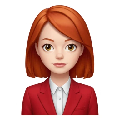 red haired emma stone in red suits sticker