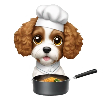 brown cavapoo puppy cooking hibachi sticker
