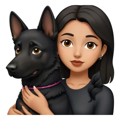 latina girl holding a black german shepherd sticker