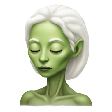 a Reptilian alien white woman, full body, sleeping sticker