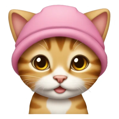 Gatito bebé con gorrito de fresita sticker
