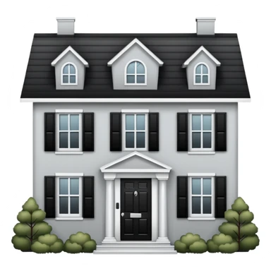 light gray colonial house with black shutters and black front door sticker