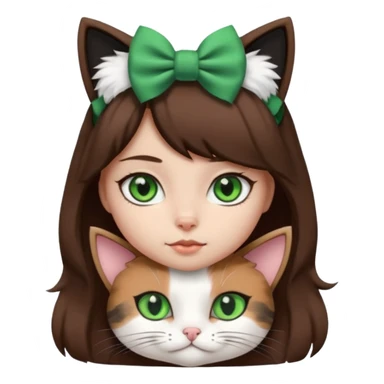 A black and white cat with green eyes she’s a girl she has a bow on her head she’s kinda fluffy  sticker