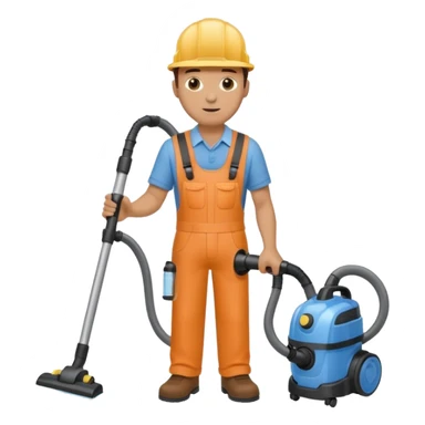 técnico de limpieza hombre sujetando la boquilla de una aspiradora de agua sticker