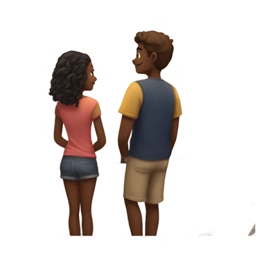 A girl and a guy watching the sunset sticker