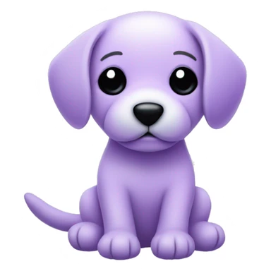 cute chibi all light purple stuffed puppy toy with floppy ears and black dot eyes and a nose made of thread sticker