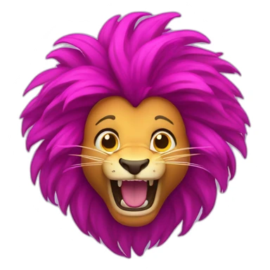 excited lion with magenta fire hair sticker