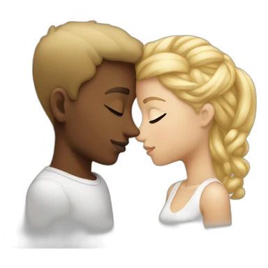 Black person with box hairstyles kissing a white person with blonde hair  sticker
