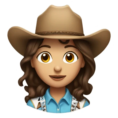 rodeo girl brunette cowboy hat sticker