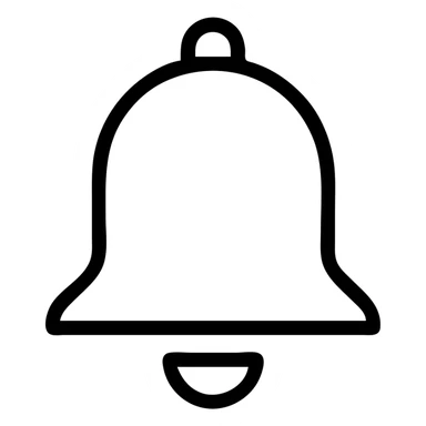 Recreate this bell icon as a 1:1 copy, matching the shape, proportions, and line thickness exactly. Keep the style minimal and crisp, with a transparent background. sticker