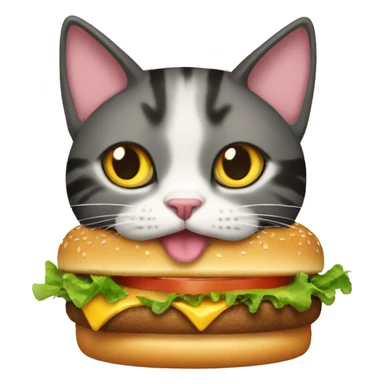 cat eat burger sticker