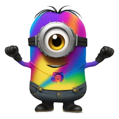 Despicable me character mega minion with rainbow super powers sticker