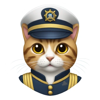 Cat in captain uniform  sticker
