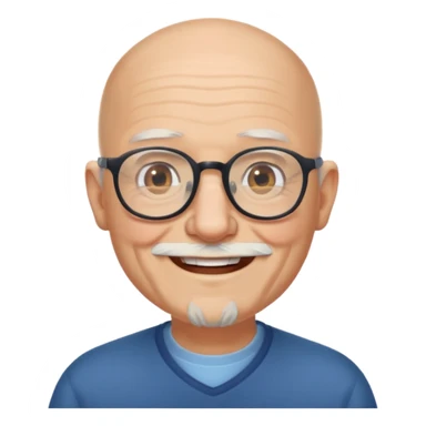 old bald man with short beard and glasses sticker