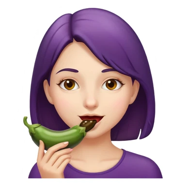 Girl eating eggplant  sticker
